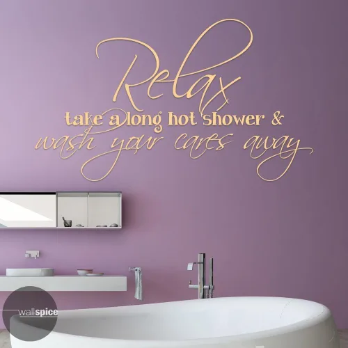 Vista 2 de Relax Take A Long Hot Shower And Wash Your Cares Away Vinyl Wall Decal Sticker