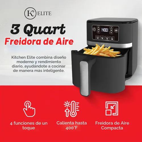 Vista 3 de Kitchen Elite - Freidora de aire compacta de 2.5 cuartos de galón, pequeña estufa de mostrador sin aceite con cesta antiadherente libre de PFAS
