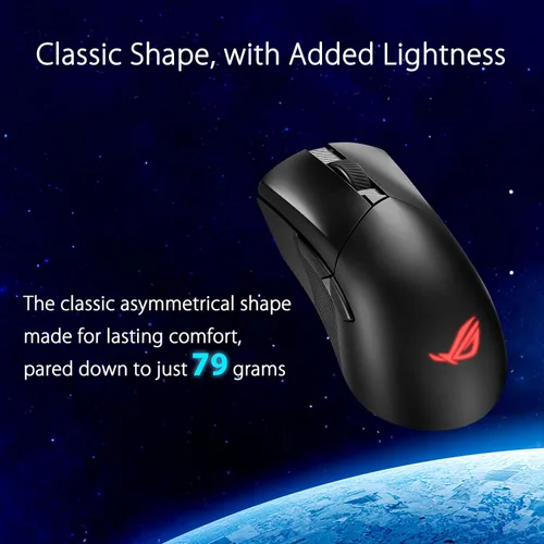 Vista 4 de ASUS ROG Gladius III - Mouse inalámbrico para juegos Aimpoint, ergonómico para diestros, 2.79 oz, conectividad trimodo, 36K DPI, batería de hasta