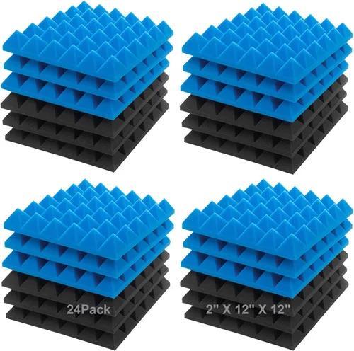 Vista 14 de JBER - Paquete de 48 paneles acústicos de espuma, cuñas de estudio autoadhesivas mejoradas de 1 x 12 x 12 pulgadas, acolchado insonorizante