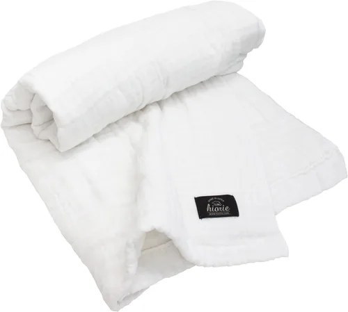 HIORIE - Manta japonesa de gasa, 8 capas, tamaño individual, 100% algodón, ligera, suave, transpirable para todas las estaciones, lavable a máquina