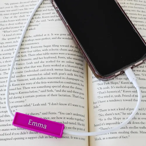 Etiqueta personalizada para cables de carga de teléfono, para teléfonos móviles, tabletas y portátiles, magnética (gris azulado)