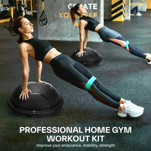 Vista 3 de Sportneer Half Balance Ball - Inflatable Exercise Ball Trainer With Resistance Bands & Pump - Non-slip Yoga Ball for Stability, Core Training