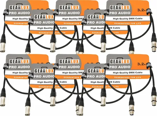 Gearlux Cable DMX, 3 pines, macho a hembra, 3.2 pies - paquete de 10