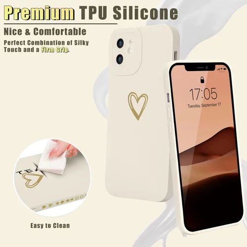 Vista 3 de Teageo Funda compatible con iPhone 12 de 6.1 pulgadas para mujeres y niñas, bonito corazón de amor de lujo