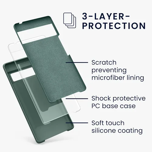 Vista 695 de kwmobile Funda Compatible con Google Pixel 6 Pro - Funda de teléfono de silicona TPU con acabado suave - Azul Arrecife