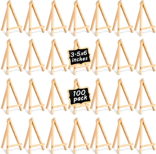 Vista 9 de Mimorou 100 soportes de caballete de madera pequeños, caballetes de lona de madera, para manualidades, trípode, pintura, soporte de mesa