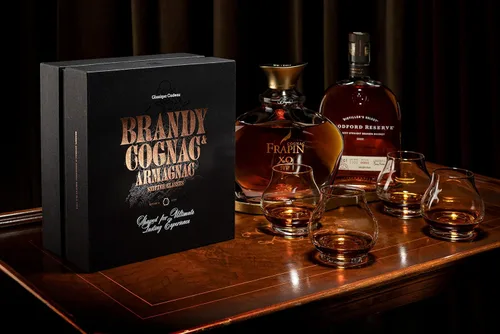 Vista 2 de Vasos pequeños de degustación de brandy, coñac y armagnac de 8 onzas Juego de 4 Snifters profesionales en forma de globo para nariz y beber