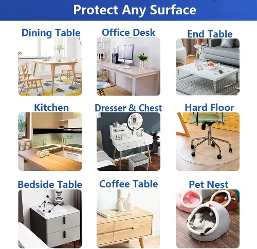Vista 6 de Protector de PVC transparente para mesa pequeña, 12 x 12 pulgadas, varios tamaños, protector plástico para mesa rectangular, mesita de noche, tapete