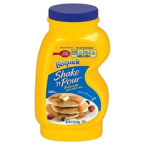 Bisquick Shake 'n Pour - Mezcla para panqueques de suero de leche, 5.1 onzas (paquete de 4)