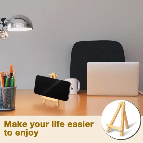 Vista 4 de Mimorou 100 soportes de caballete de madera pequeños, caballetes de lona de madera, para manualidades, trípode, pintura, soporte de mesa