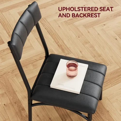 Vista 18 de Mesa de cocina y sillas para 4, juego de mesa de comedor para 4 personas con sillas tapizadas, juego de mesa de cocina rectangular de 5 piezas