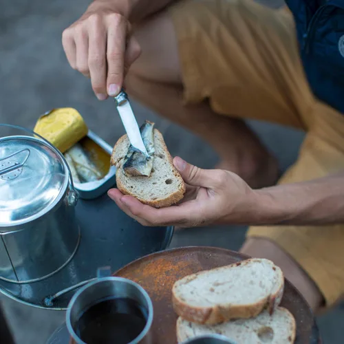 Vista 7 de OPINEL Nº 06 INOX - Cuchillo de bolsillo plegable de acero inoxidable Sandvik, mango de madera de haya, hoja de 2.87 pulgadas, collar de bloqueo