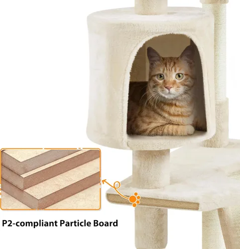 Vista 8 de Yaheetech Árboles para Gatos de Múltiples Niveles Torres para Gatos 79 pulgadas Árbol para Gatos de Interior con Postes Rascadores Cubiertos