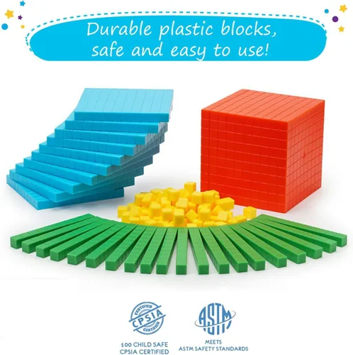 Vista 7 de Simply magic 131 bloques base de diez bloques para matemáticas – Bloques de valor posicional, base 10 manipulativos matemáticos K-3, contadores