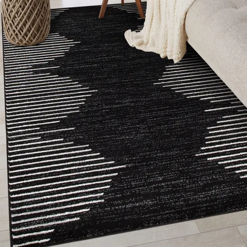 Vista 19 de Rugshop - Alfombra de pasillo bohemia con rayas resistente a manchas, para zonas de alto tráfico, como tu sala de estar, cocina, dormitorio, Beige