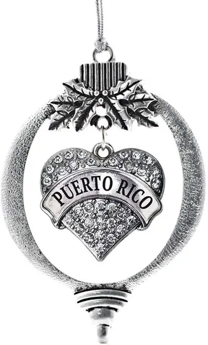 Vista 38 de Inspired Silver Adornos festivos de dije de corazón pave de plata con circonitas cúbicas
