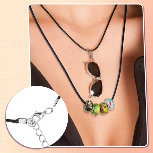 Vista 2 de Tudomro 100 piezas de collar de cuero encerado a granel con cierre, collar, pulsera, cadenas, cuerda para hacer joyas, colgantes