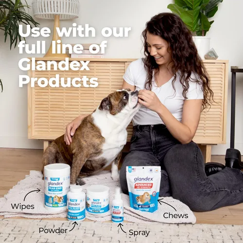 Vista 8 de Glandex - Premios masticables suaves con calabaza para tratar las glándulas anales de perros, 60 masticables con enzimas digestivas, suplemento