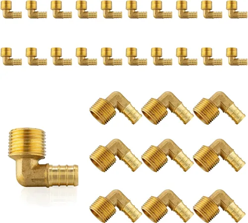Vista 15 de Paquete de 5 accesorios PEX, adaptador de codo NPT roscado macho Pex de 1/2 x 3/4 pulgadas, accesorios de engarce de latón, para tubería PEX