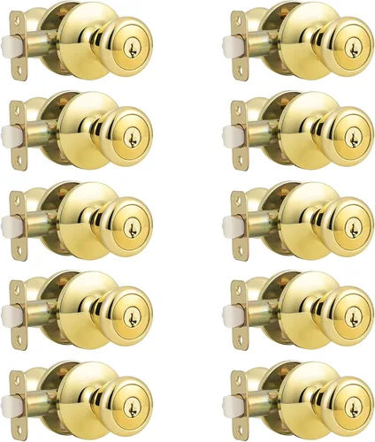 Vista 42 de GOBEKOR Paquete de 1 perillas para puerta de paso, pomos interiores de latón pulido sin llave, pomos de puerta de armario, pasillo, pomo de paso