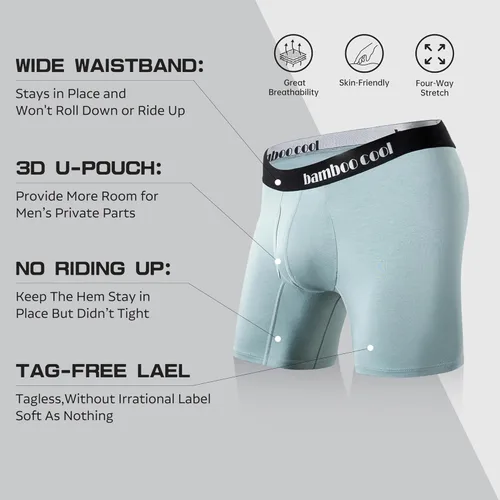 Vista 2 de BAMBOO COOL Mens Underwear Boxer Briefs with Fly Soft Comfortable Breathable Underwear for Men Multipack