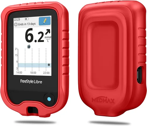 Vista 10 de MEDMAX Funda de silicona para Freestyle Libre 3 2 / Libre Reader, ligera, a prueba de golpes, antideslizante, funda protectora de gel suave con Negro