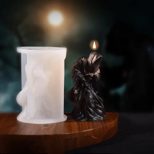Vista 3 de Molde de vela de hombre sombra de 6 pulgadas, molde de vela de cabeza de calavera, moldes para hacer velas de calavera, moldes para hacer jabón