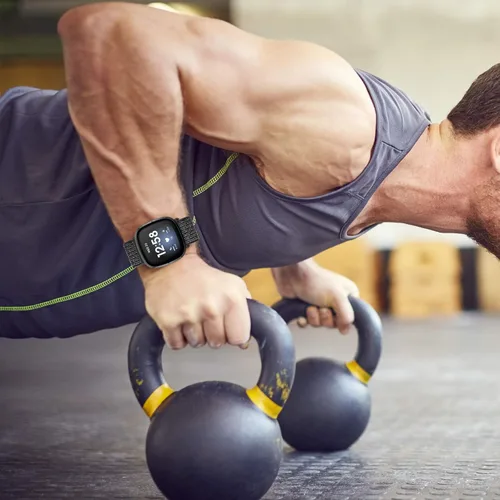 Vista 6 de Correas de nailon compatibles con Fitbit Versa 4/Sense 2/Versa 3/Fitbit Sense, correa de repuesto ajustable deportiva suave transpirable