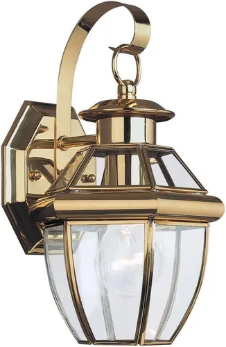 Vista 3 de Sea Gull Lighting 8037-965 Lancaster - Farol de pared para exteriores, luminoso, níquel cepillado antiguo