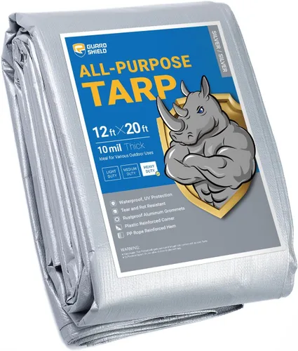 Vista 72 de GUARD SHIELD Lona resistente de 12 x 16 pies, cubierta de lona de polietileno blanca impermeable, gruesa, multiusos, de 25/64 pulgadas