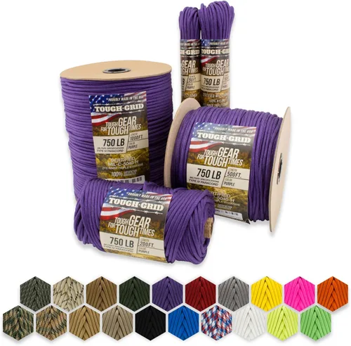 Vista 13 de TOUGH-GRID - Cuerda paracaídas de 340 kg, cuerda paracaídas 100% nailon Mil-Spec tipo IV utilizada por el ejército de Estados Unidos, ideal