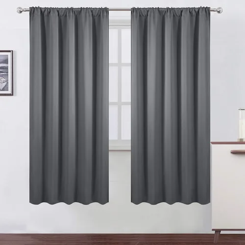 Vista 107 de LEMOMO Cortinas opacas grises, 52 x 84 pulgadas, juego de 2 paneles de cortinas opacas con aislamiento térmico para oscurecer la habitación