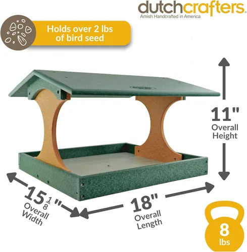 Vista 2 de DutchCrafters Amish - Soporte de poste de comedero para pájaros de polietileno extra grande hecho en EE. UU. para 4 x 4 pulgadas, bandeja cubierta