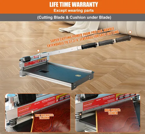 Vista 2 de CUTTEREX Heavy Duty 13" profesional cortador de piso de vinilo, pisos multicapa, parquet, paneles de pared de fibrocemento, base cóncava de goma