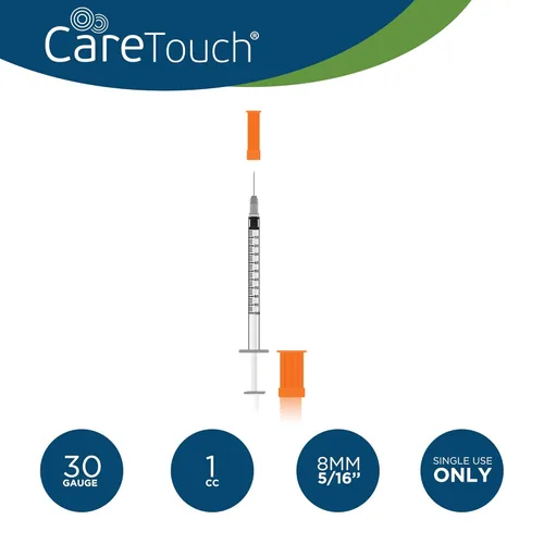 Vista 4 de Care Touch Jeringas de insulina 106oz 516 - 8mm 1 cc paquete de 100