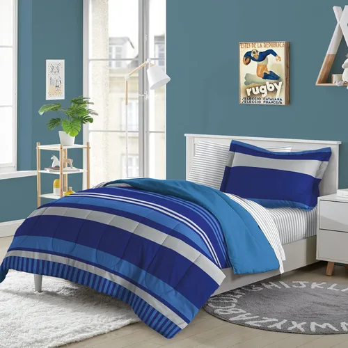 Vista 29 de dream FACTORY - Juego completo de ropa de cama infantil de 5 piezas, de microfibra muy suave, fácil de lavar, tamaño individual, globos de corazón