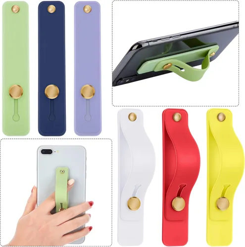 Vista 14 de Weewooday 6 piezas soporte de agarre para teléfono correa de agarre para teléfono celular correa telescópica para dedos soporte universal kickstand