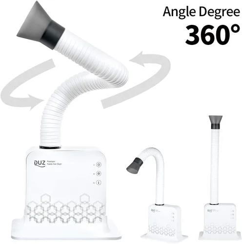 Vista 5 de DUZ - Secador de mascotas manos libres premium, 900 W, compacto, blanco, tubo de secado ajustable de 360 grados, botones táctiles, motor BLDC