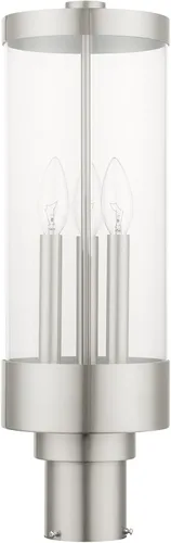 Vista 9 de Livex Lighting 20728-91 Hillcrest - Linterna de poste superior para exteriores, acabado de níquel cepillado con cristal transparente