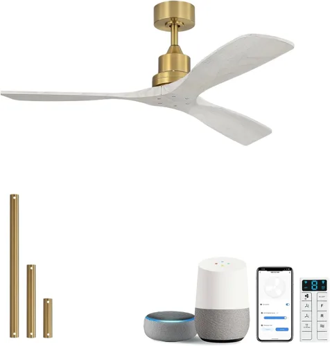 Vista 31 de Sofucor Ventilador de techo de perfil bajo con luces con control remoto de 52 pulgadas, ventilador de techo de montaje empotrado moderno con hoja