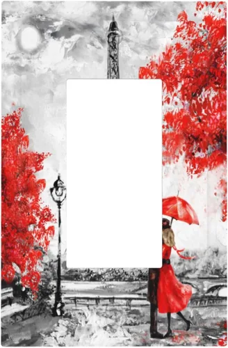 Vista 13 de Placa de pared de la torre Eiffel de París, 1 banda, interruptor de luz de una sola banda, cubierta de plástico con tornillos