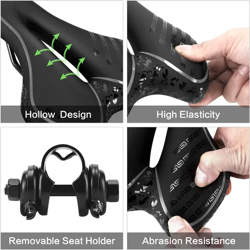 Vista 4 de OUXI Asiento de Bicicleta Cómodo Sillín de Bicicleta de Gel Cómodo de Repuesto Suave Acolchado con Absorción de Impactos Impermeable para MTB