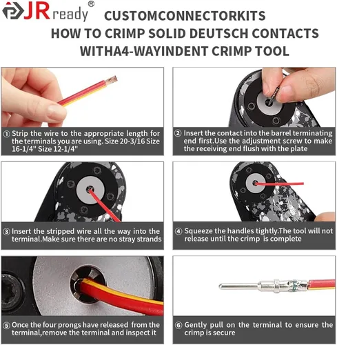 Vista 7 de JRready ST6308 Kit de conectores Deutsch, conector DT impermeable de 2 3 4 6 8 12 pines, tamaño 16 contactos sólidos, crimpadora DT2 equivalente a