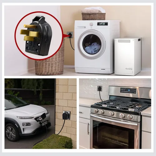 Vista 7 de AIDA Enchufe NEMA 14-30P y 14-50P, 30 y 50 amperios, 125 y 250 voltios, 3 polos de 4 cables, enchufe de ángulo de hoja recta de 4 clavijas