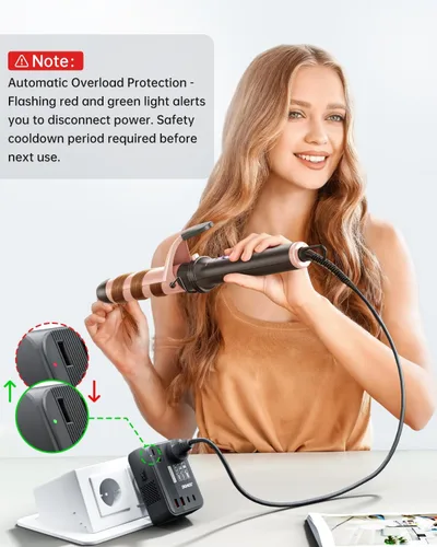 Vista 3 de DOACE Convertidor de 220 V a 110 V Convertidor de voltaje de 350 W de EE. UU. a Europa para alisador de cabello/convertidor de rizador para viajes