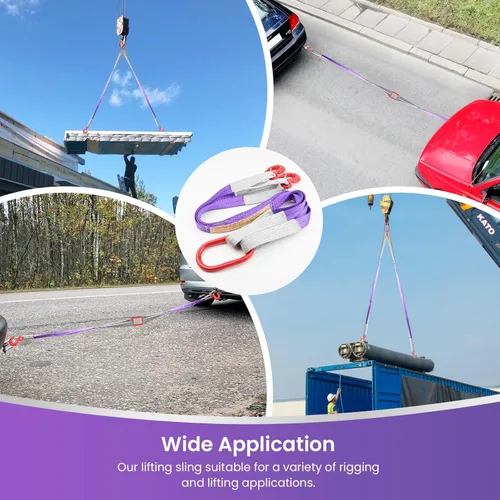 Vista 7 de Correas de Eslingas de Elevación con Ganchos - 3.3 Pies, Capacidad de 4409 Libras, Eslinga de Brida de Poliéster, Correa de Aparejo de Servicio