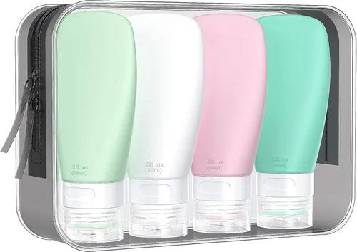 INSFIT Botellas de viaje portátiles, recipientes a prueba de fugas aprobados por la TSA para artículos de tocador, accesorios recargables sin BPA