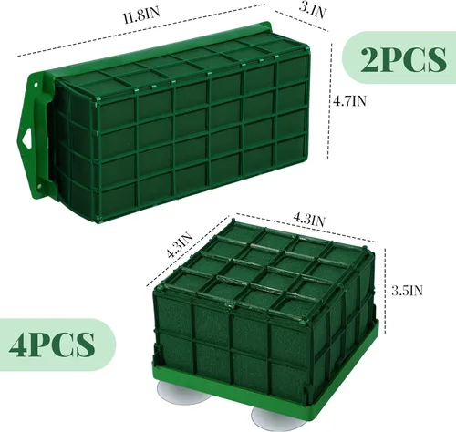 Vista 2 de Shihanee 6 piezas de jaula de espuma floral rectangular y soporte cuadrado para flores con arreglos florales de espuma, jaula floral para bodas