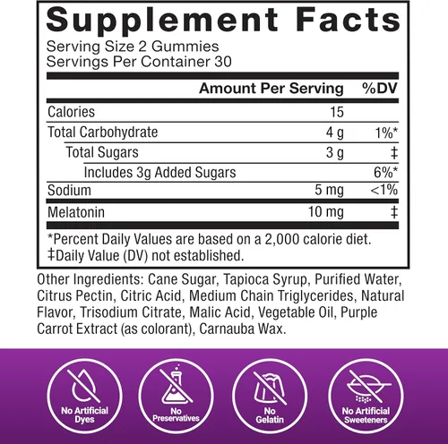 Vista 6 de Force Factor Somnapure Gomitas con Melatonina 10 mg para Adultos, Ayuda para Dormir Natural que no Crea Hábito para Sueño Profundo, Permanece
